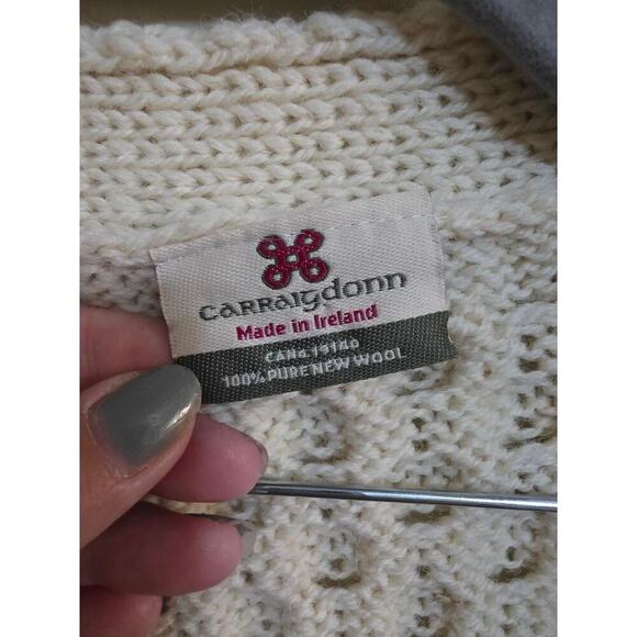 Vintage Carraig Donn Cream Cable Wool Knit Cardigan Size L - Picture 3 of 4